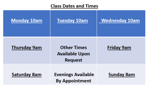 class dates and times